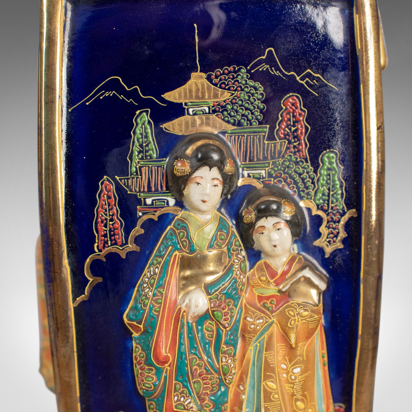 Antique Pair Of Japanese Vases, Ceramic Pots, 20th Century photo Home Decor