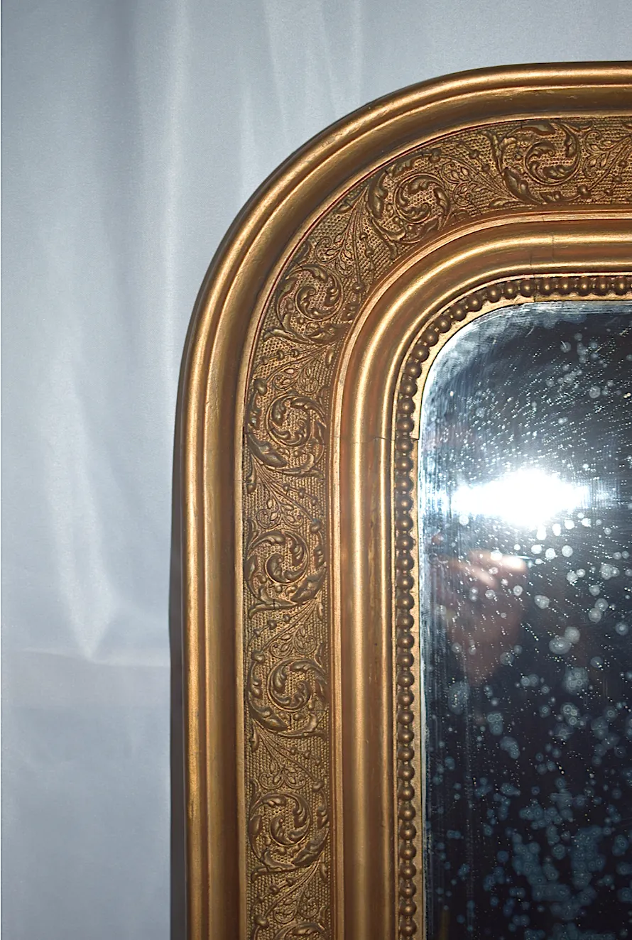 Antique French 19th Century Louis Philippe Gilt Gold Mirror photo furniture