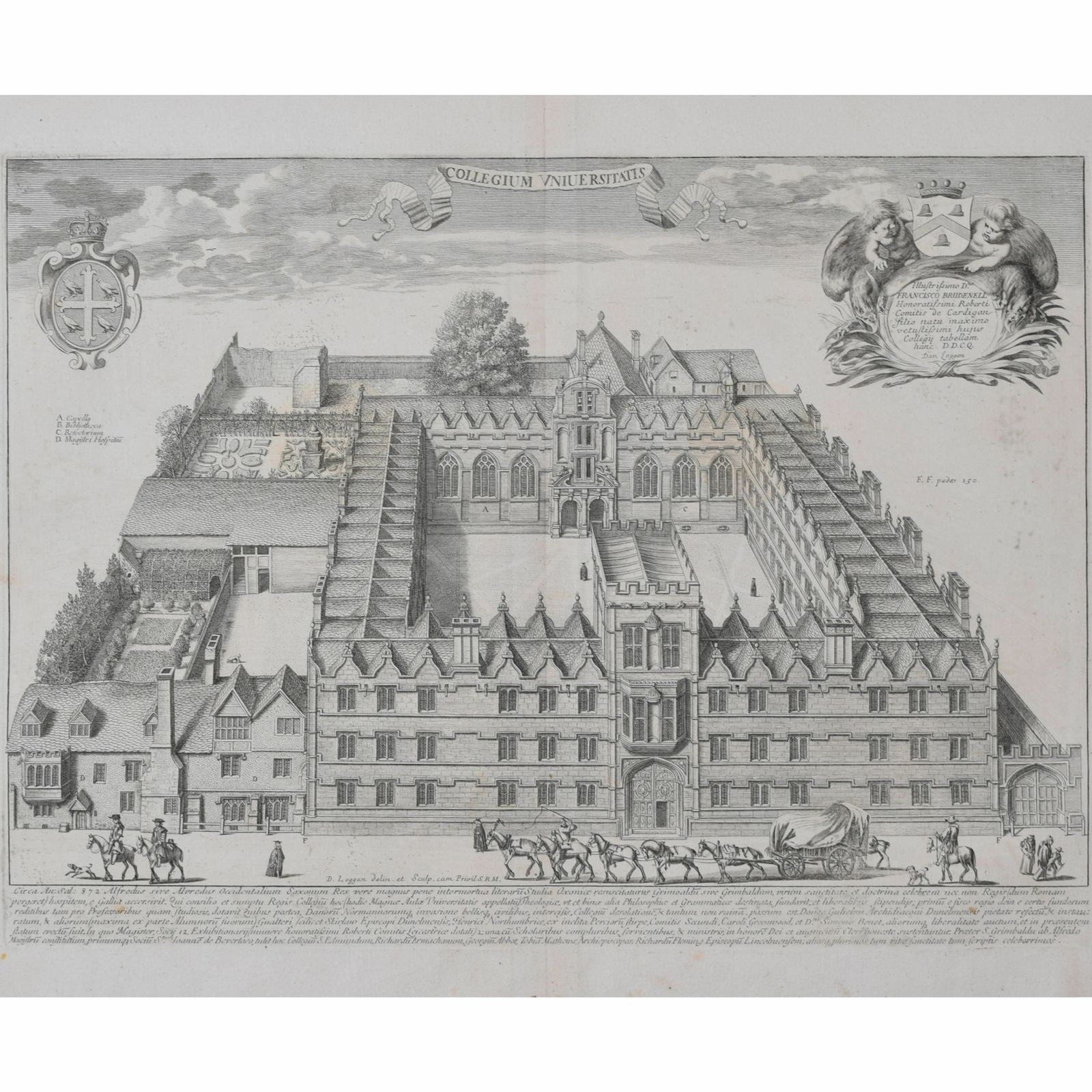 University College, Oxford Engraving By David Loggan (1675) photo furniture