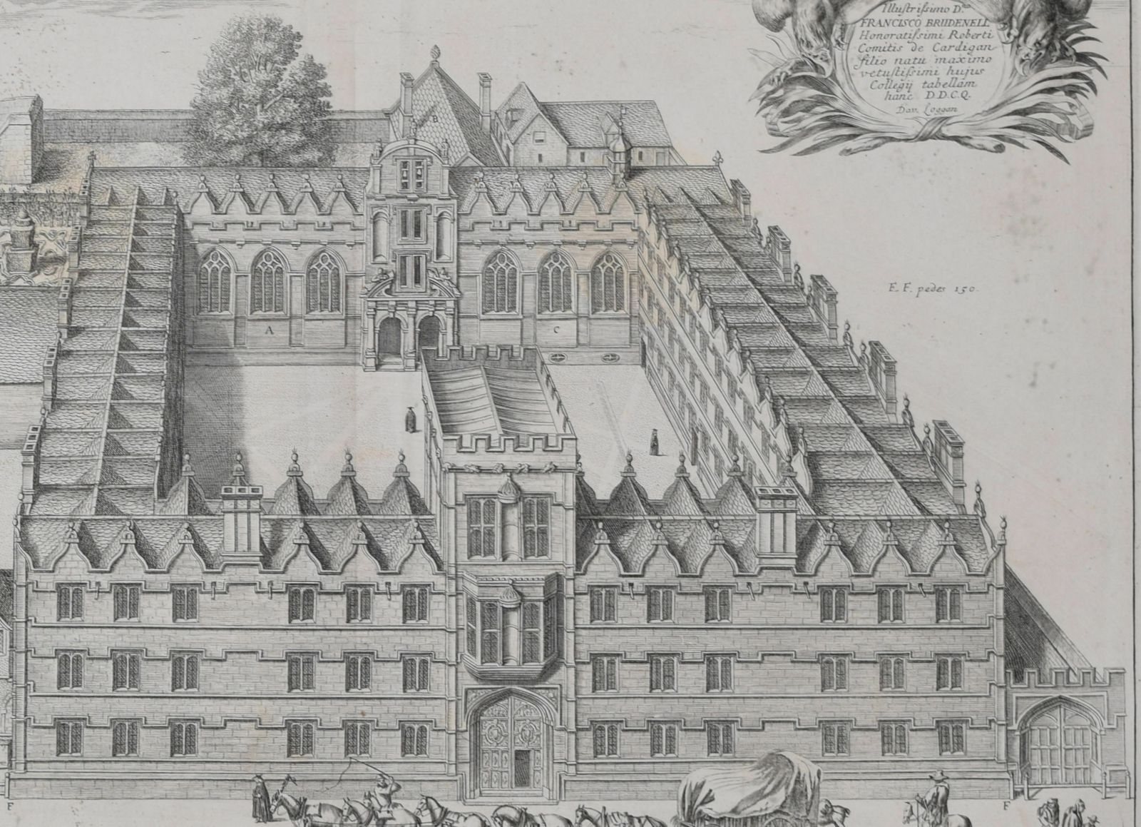 University College, Oxford Engraving By David Loggan (1675) photo Art