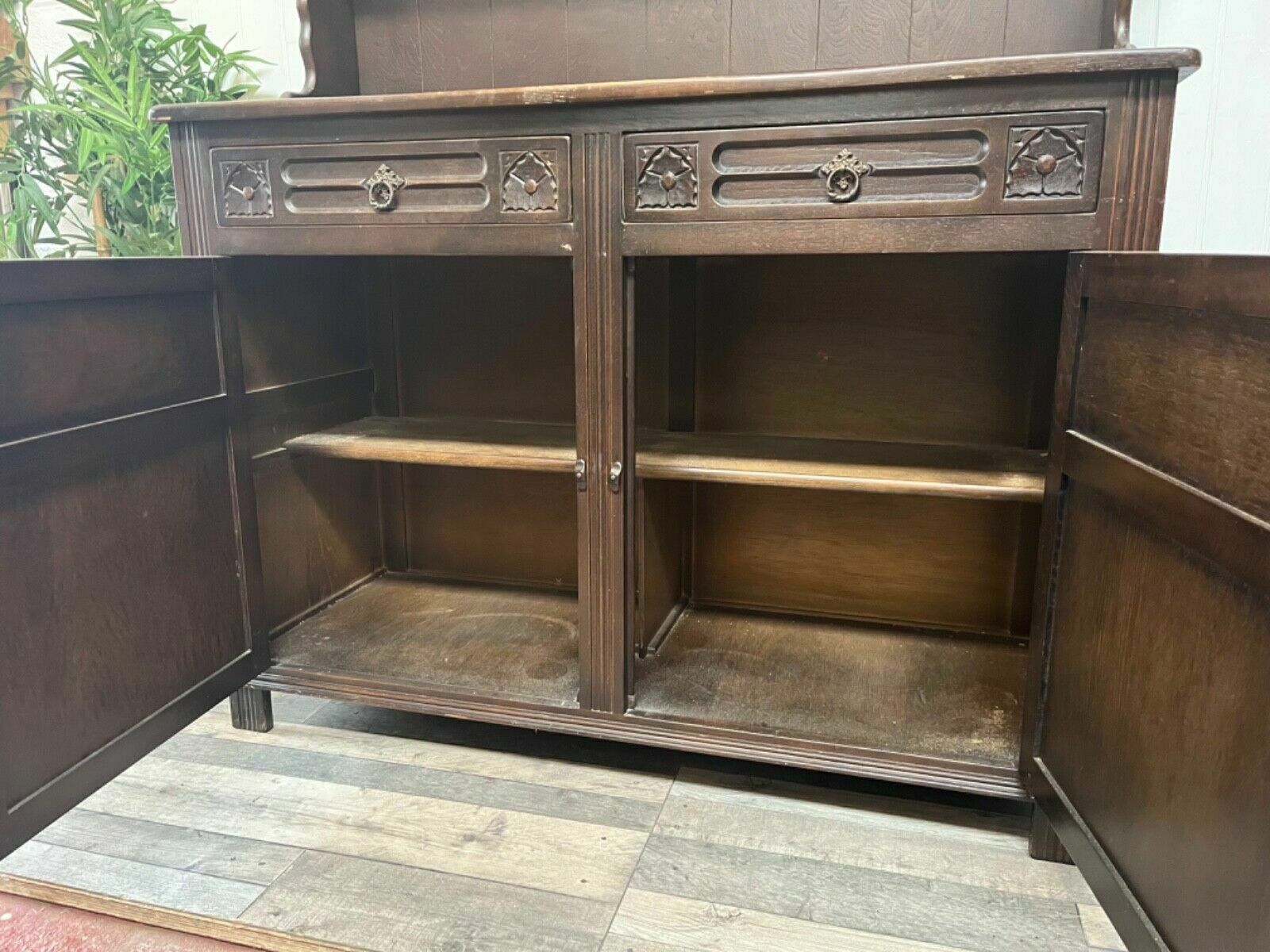 Vintage Furniture 2 Door Carved Welsh Dresser Ready To Be Upcycled photo vinterior