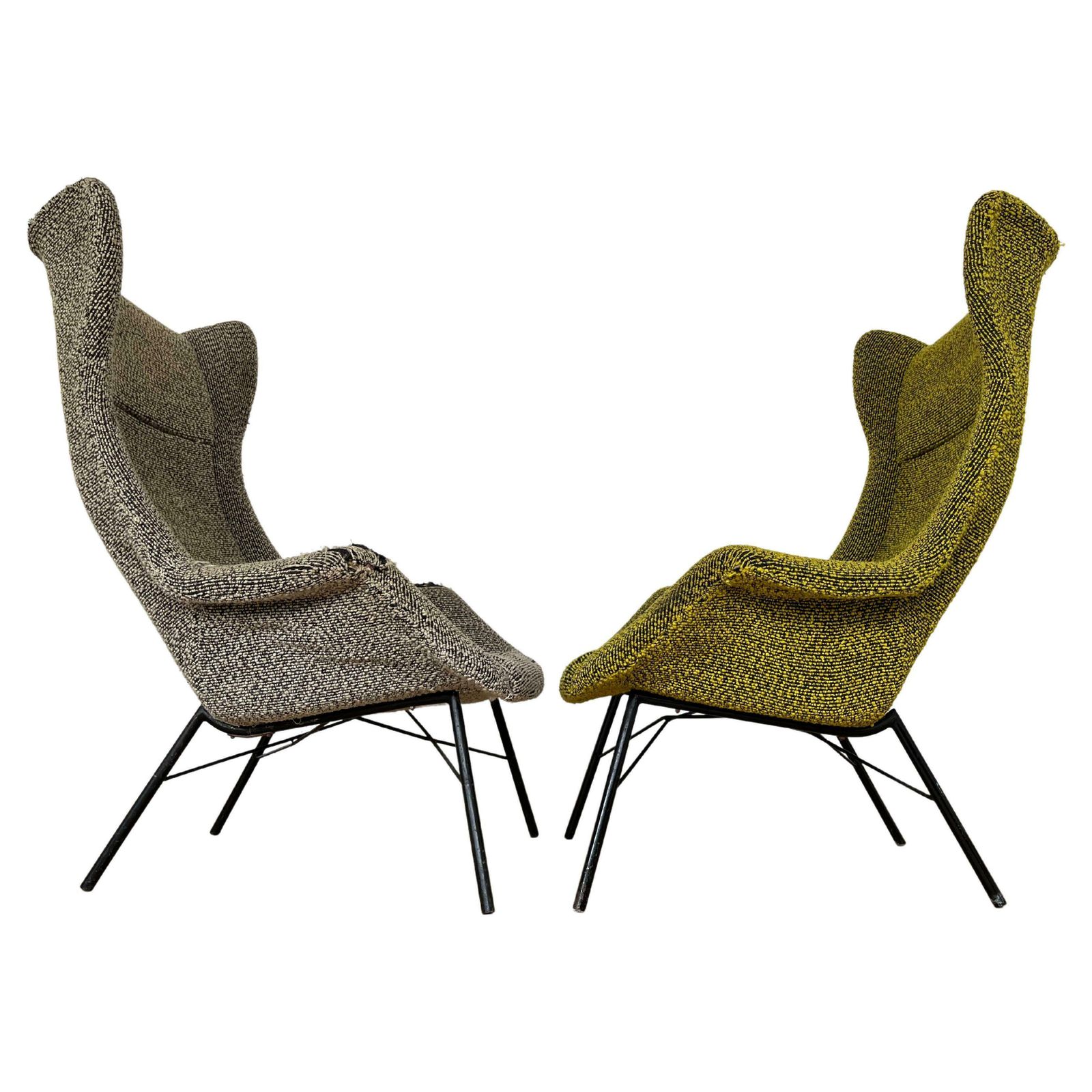 Pair Of Design Fibreglass Wing Chairs By Miroslav Navratil, 1970s