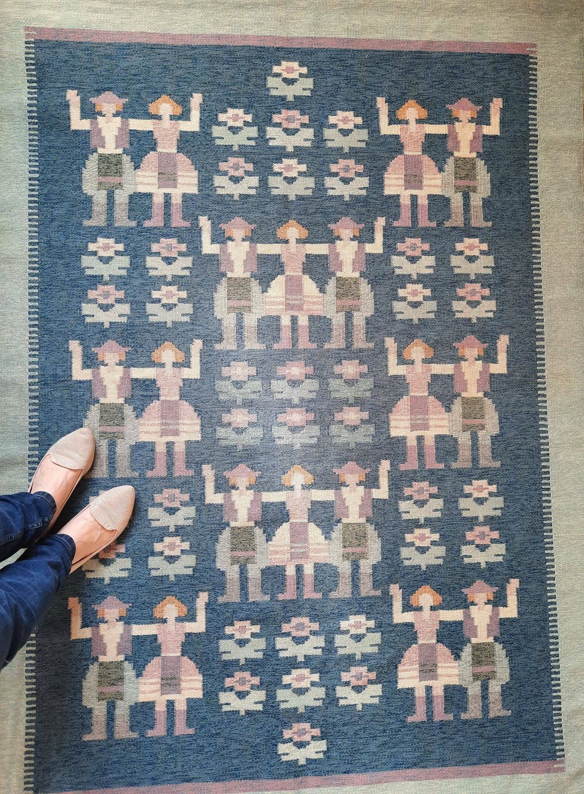 Vintage Sweedish Style Hand Woven Flat Weave Rug, Modern Scandinavian Flatweave Area Rug, Hand Made , Hand Woven Wool Kilim Carpet photo 980.0