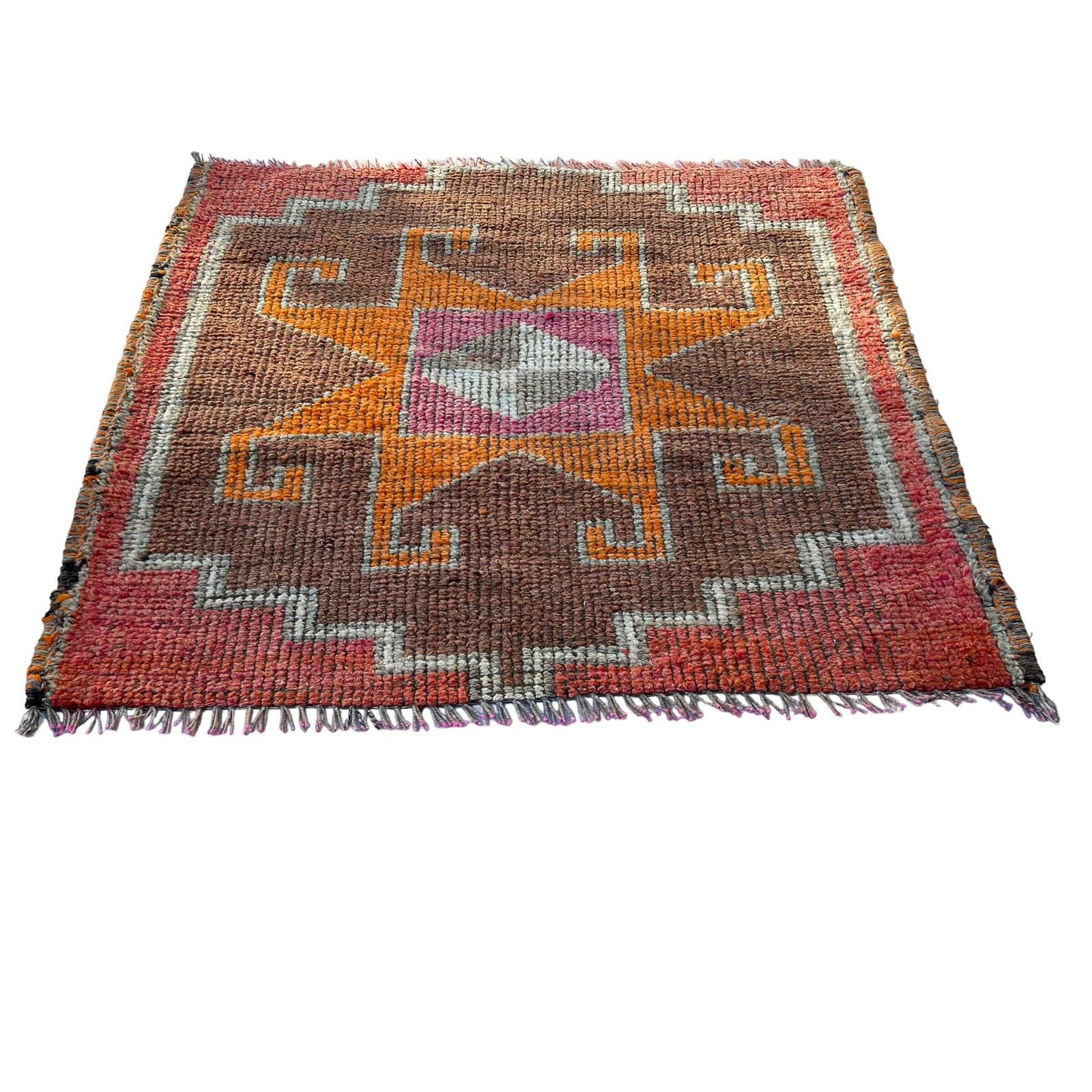 Traditional Vintage Kurdish Herki Rug , 100x100 Cm photo for sale