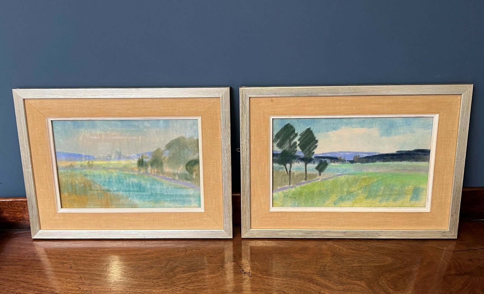A Pair Of Mid Century Swedish Framed Pastel Landscapes By Ragnar Falk photo vinterior