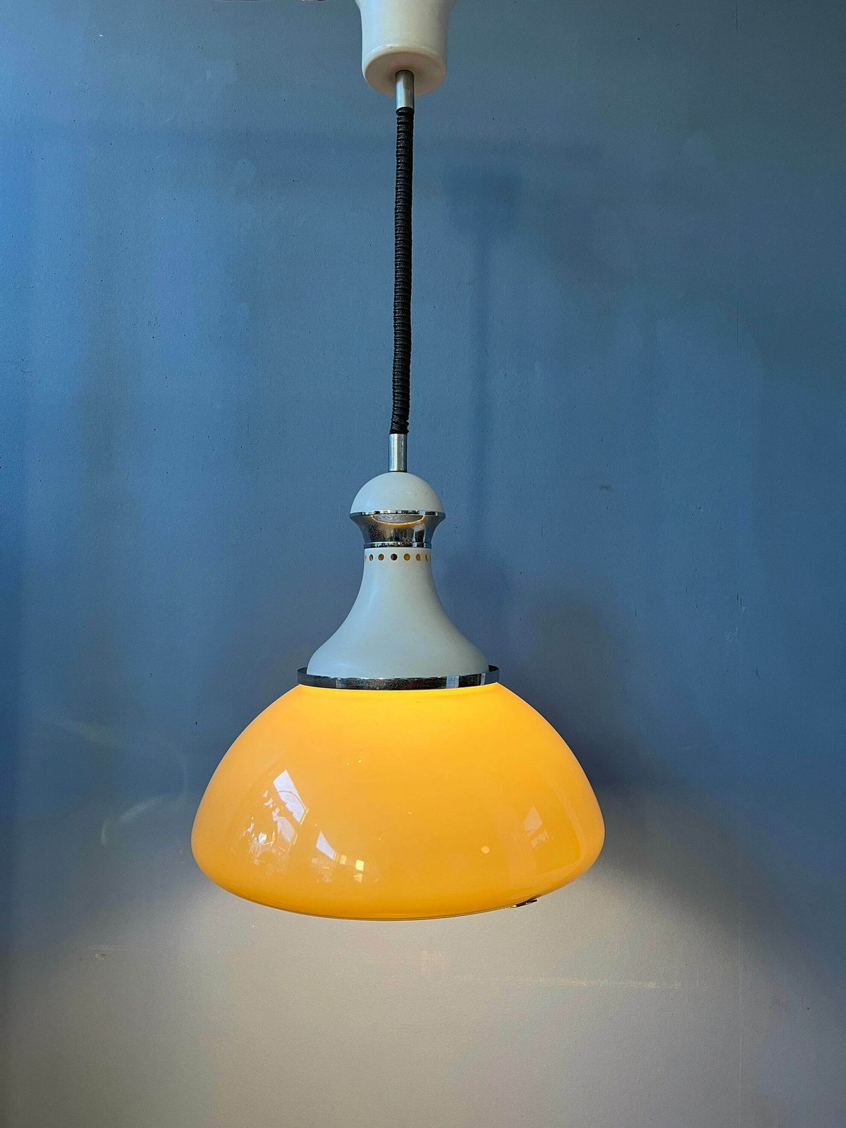 Vintage Stilux Milano Beige Pendant Lamp photo for sale