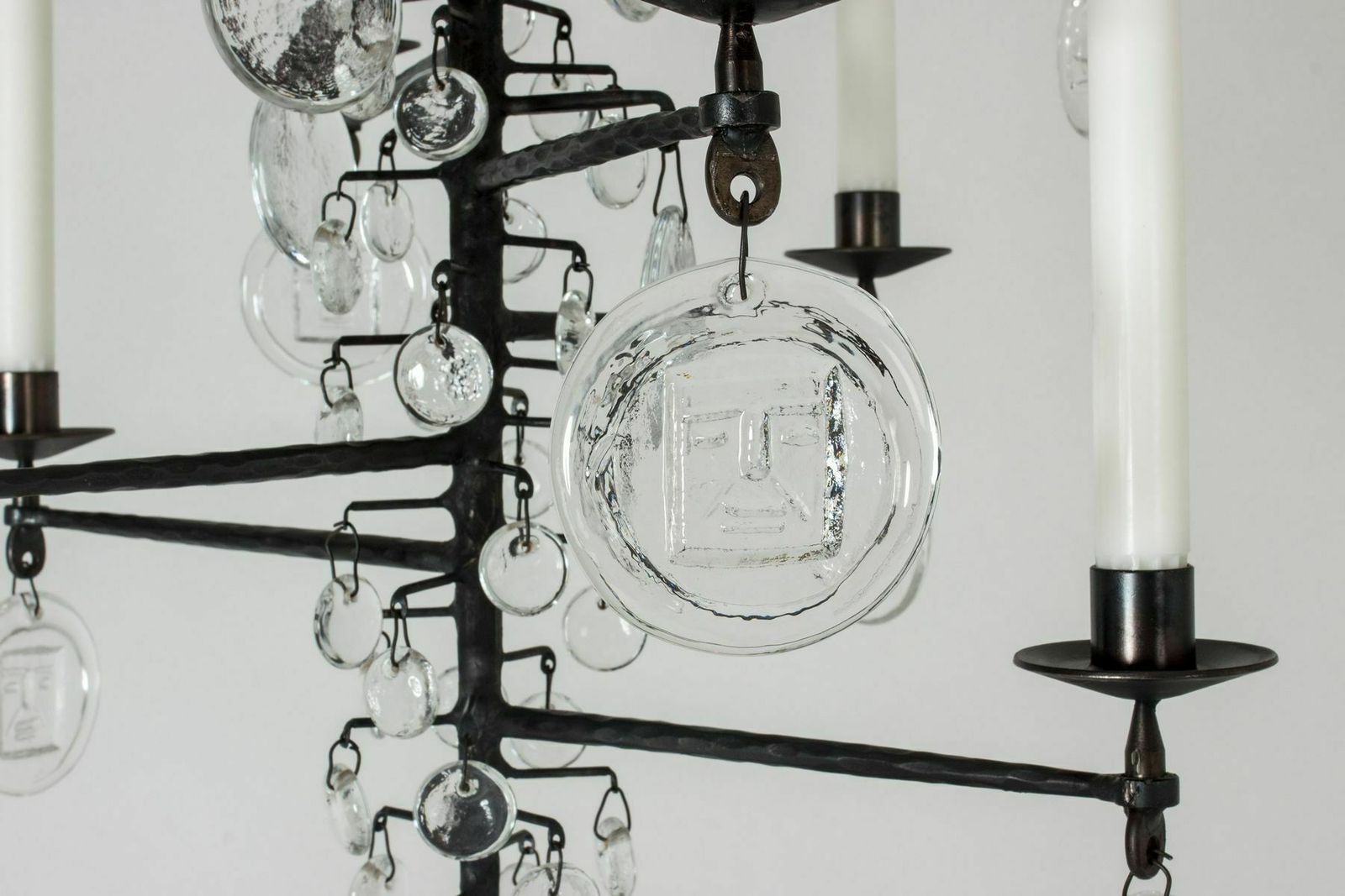 Wrought Iron And Glass Candelabrum By Erik Höglund For Boda, 1960s photo 4900.0