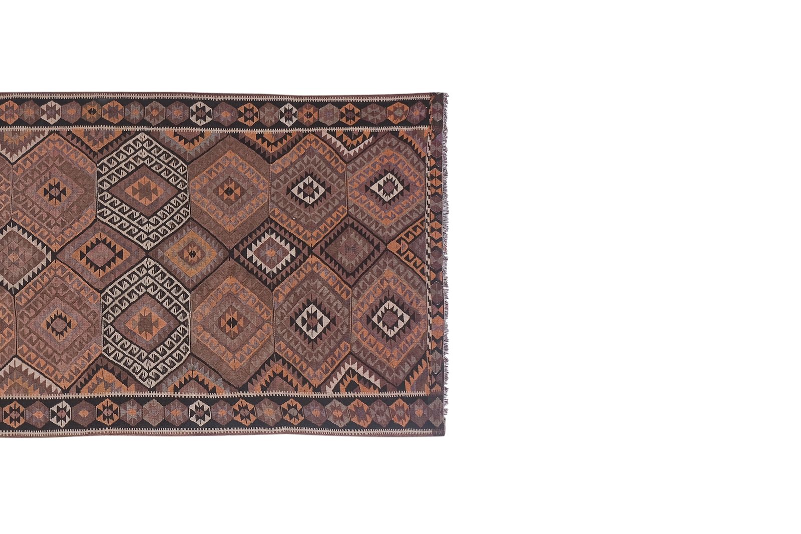 Vintage Pastel Turkish Kars Kilim Rug 4'4'' X 11'10' photo vinterior