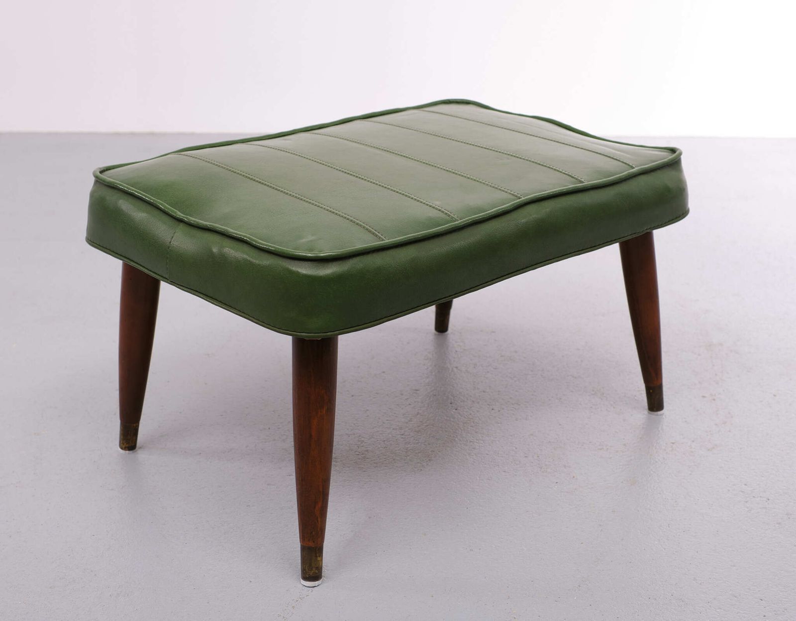 Green Faux Leather Ottoman 1950s England