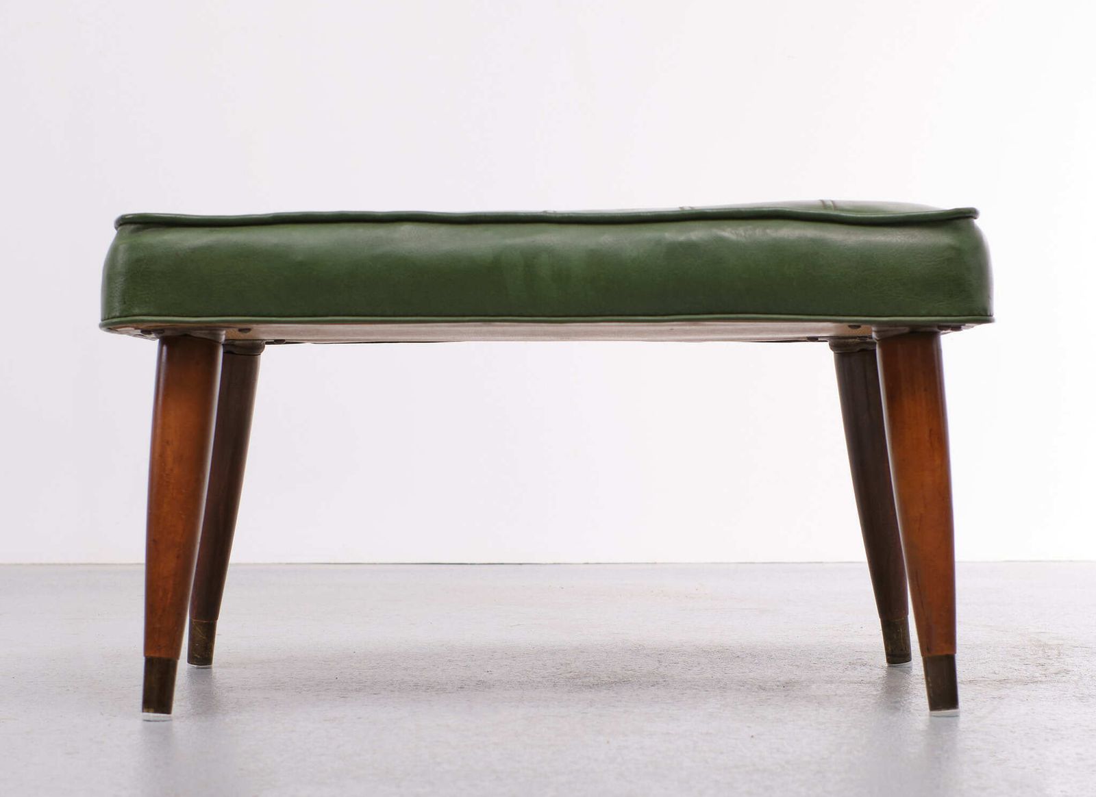 Green Faux Leather Ottoman 1950s England photo furniture