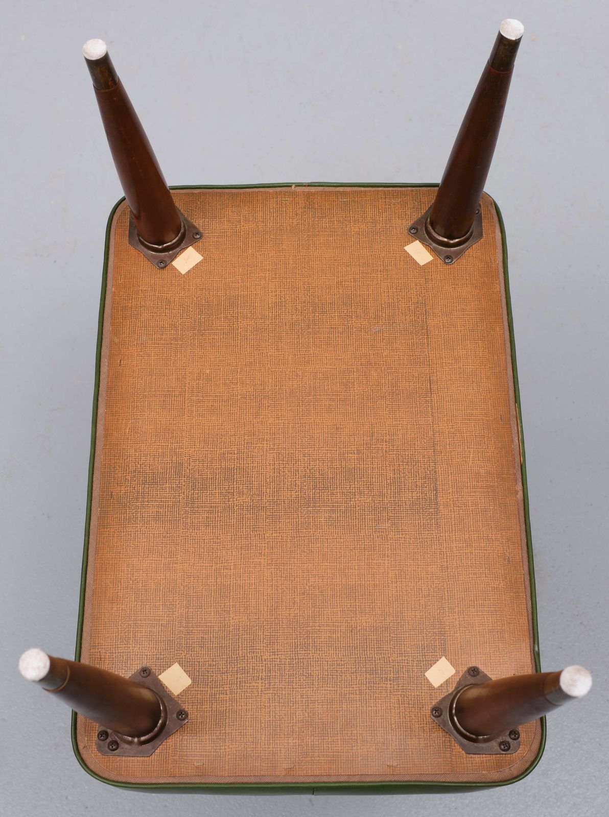 Green Faux Leather Ottoman 1950s England photo Furniture