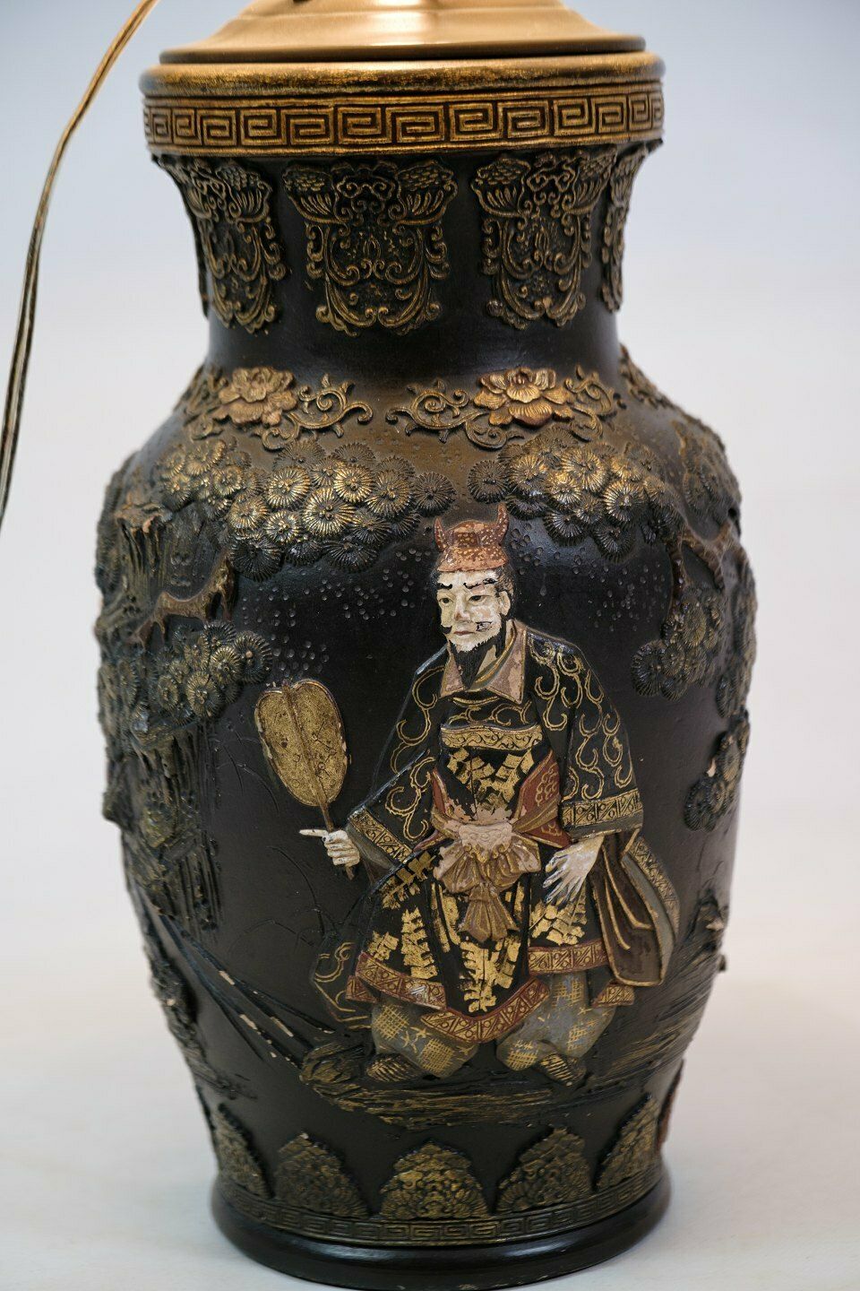 Chinese Lamp Detailed Carvings & Motif From 1920s. photo furniture