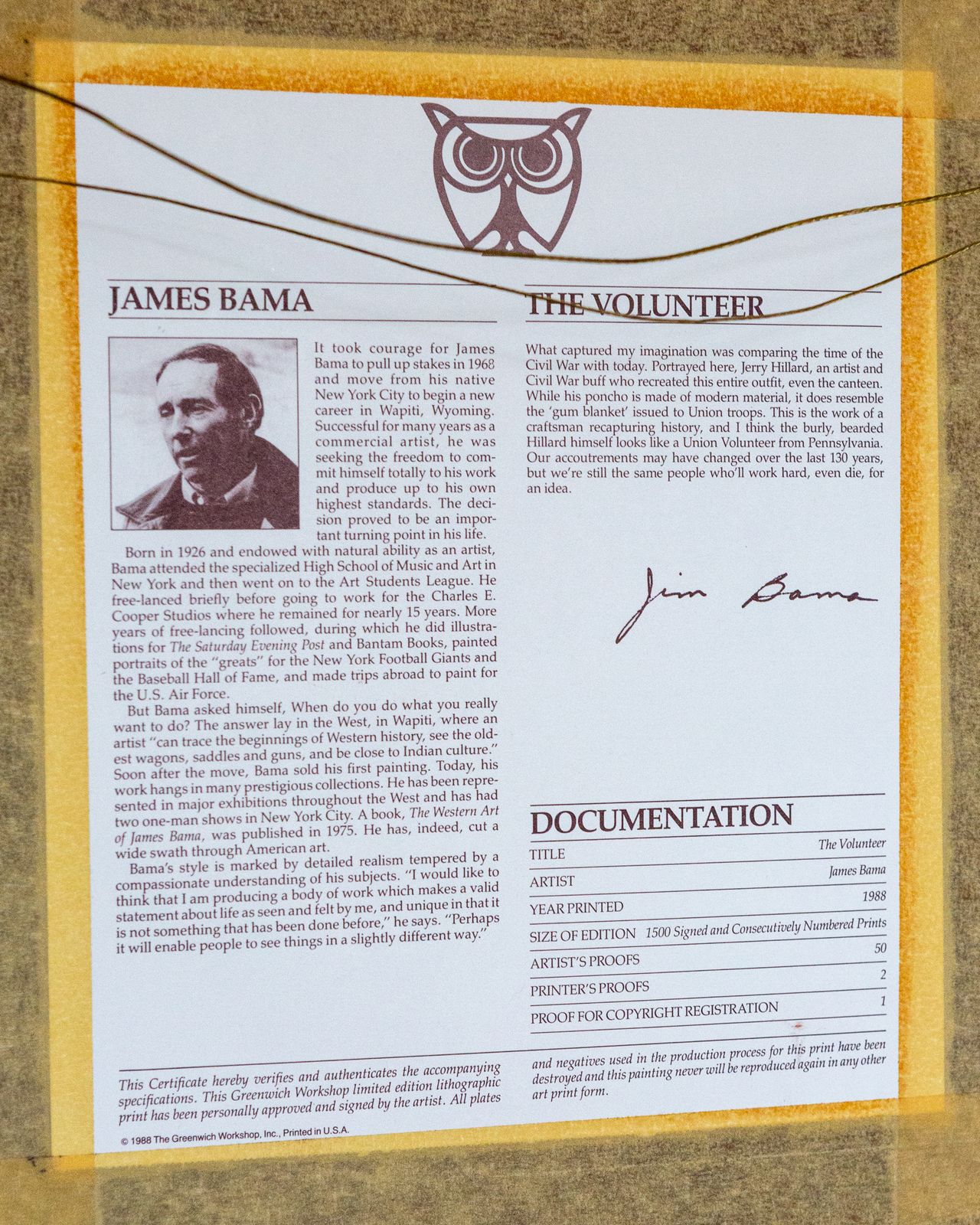 photo vinterior Signed Limited Edition James Bama Painting The Volunteer 1988 American Civil War Military Print Framed Glazed Photorealism Militaria