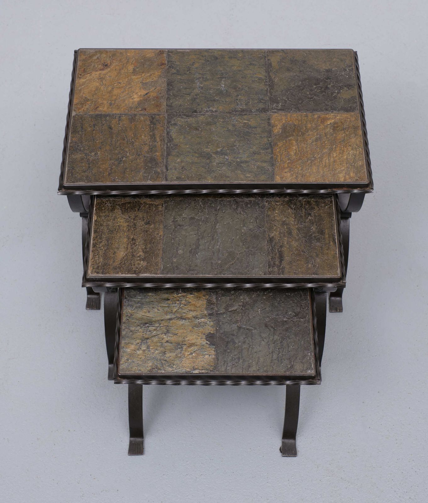 Slate Stone Brutalist Nesting Tables, 1970s, France photo Furniture