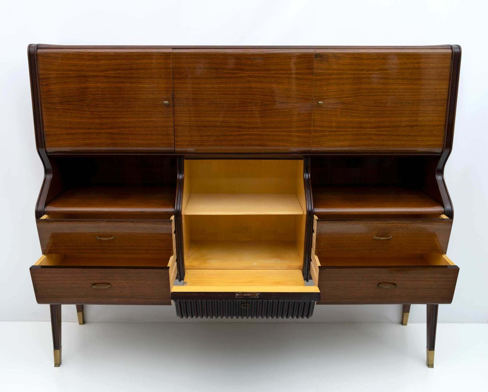Osvaldo Borsani Mid Century Modern Italian Sideboard With Bar Cabinet, 1950s photo vintage