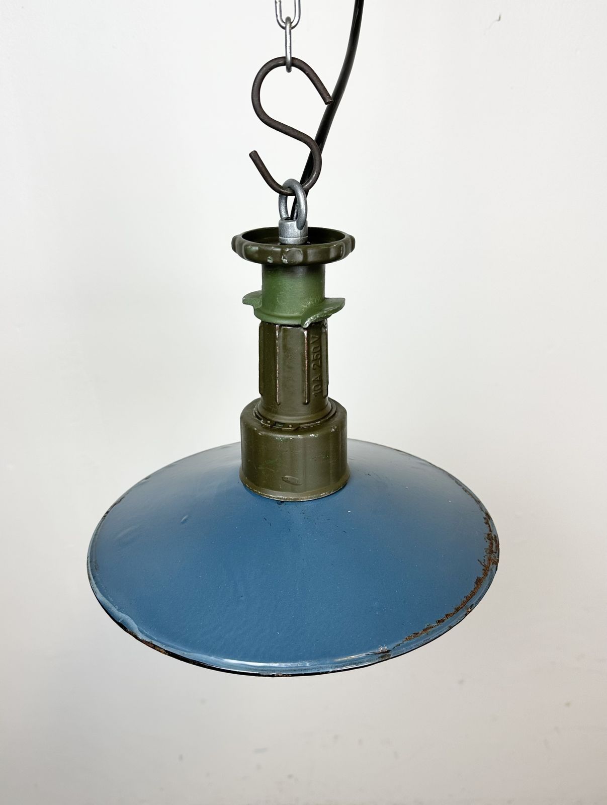 Industrial Blue Enamel Factory Pendant Lamp With Cast Aluminium Top, 1960s photo buy
