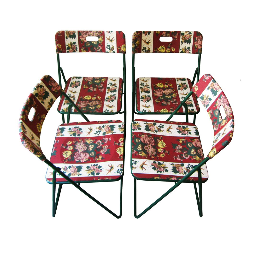"Country Heirloom" Restyled Folding Chairs By Habitat Improver With Fabric Découpage