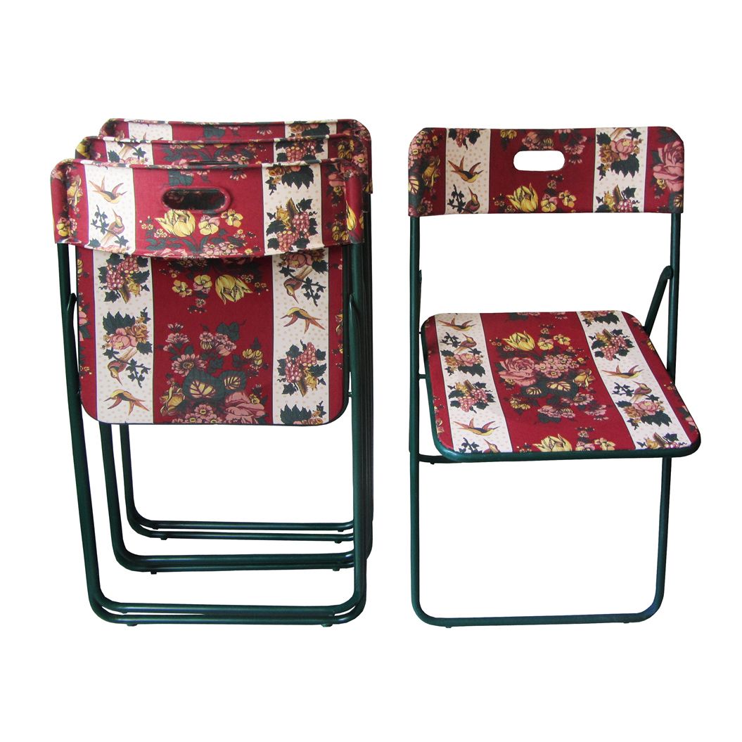 "Country Heirloom" Restyled Folding Chairs By Habitat Improver With Fabric Découpage photo Furniture