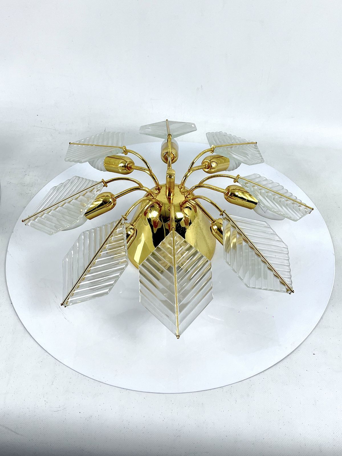 photo furniture Italian Modern Pair Of Brass Ceiling Lamps By Zero Quattro. 1970s