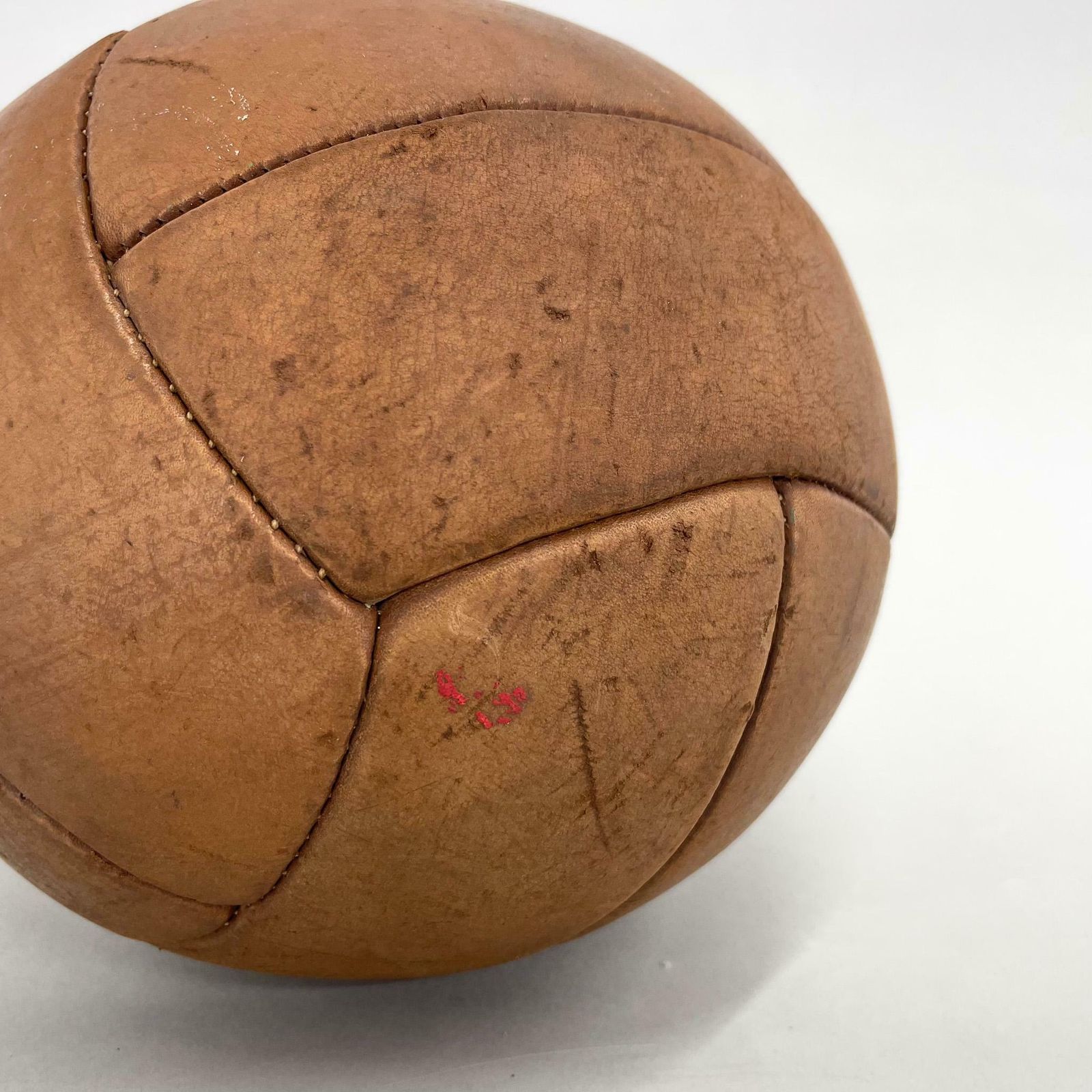 Vintage Brown Leather Medicine Ball, 1930's photo 429.0