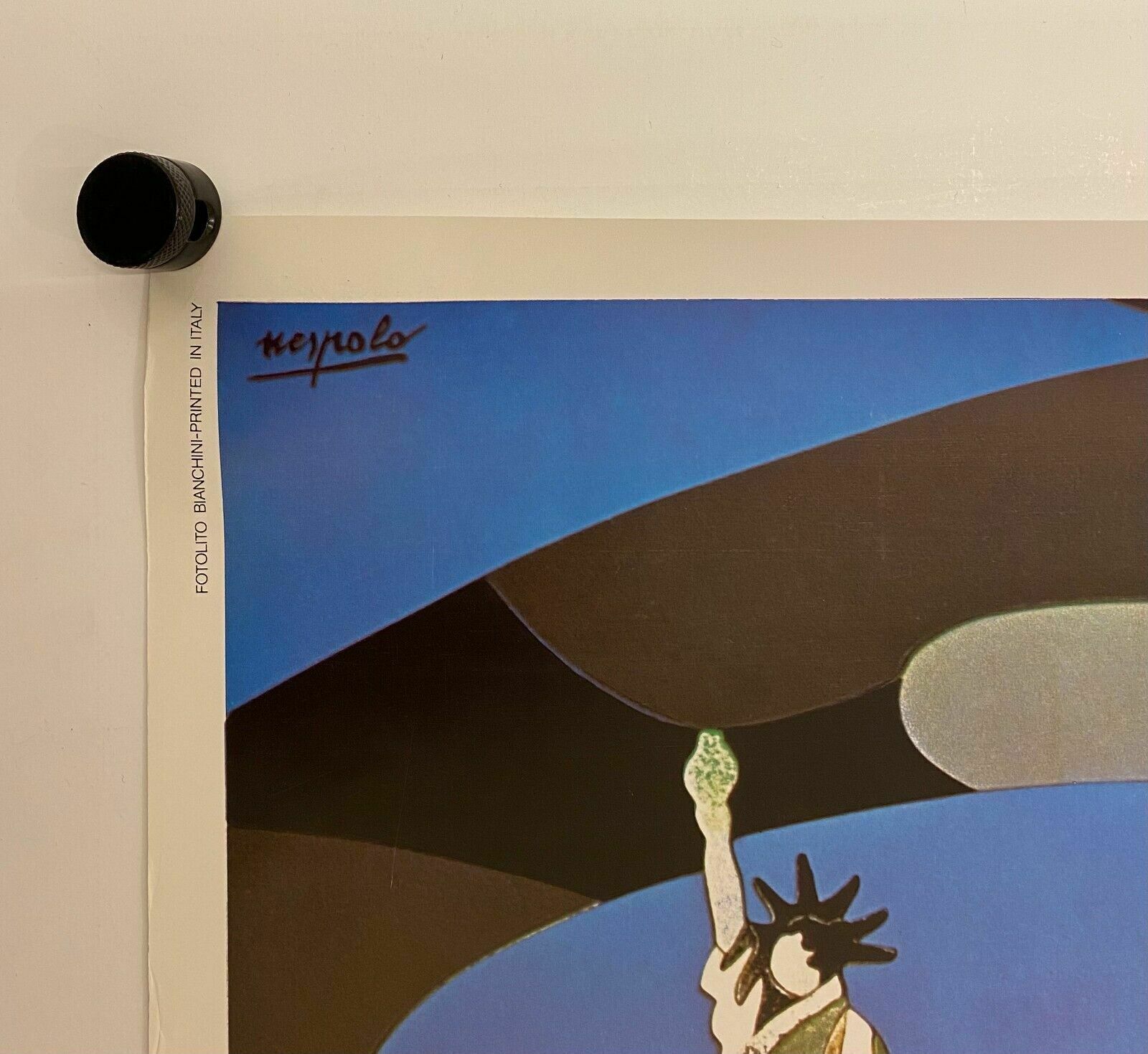Ugo Nespolo, 1983   Azzurra   Original Advertising Vintage Poster photo Art