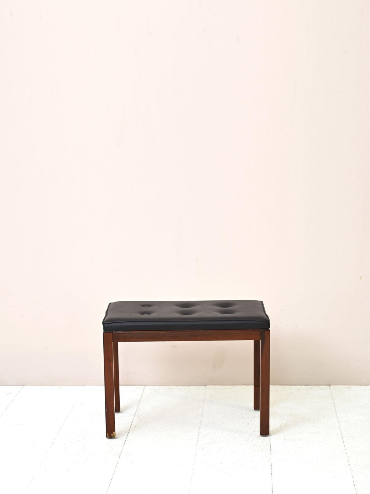 Vintage Pouf In Rosewood With Seat In Eco Leather