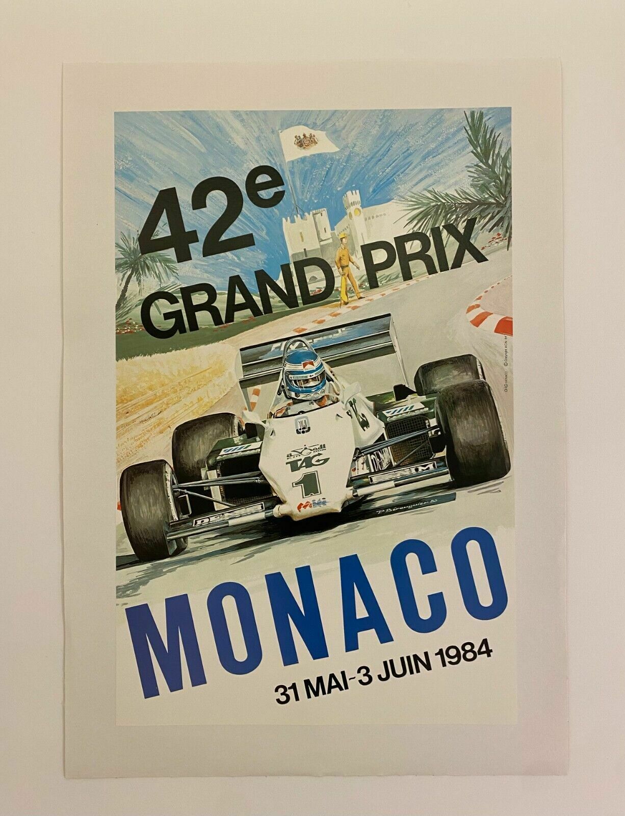 Pierre Berenguier, 1984   Monaco 84   Advertising Offset Poster Linen Backed photo for sale