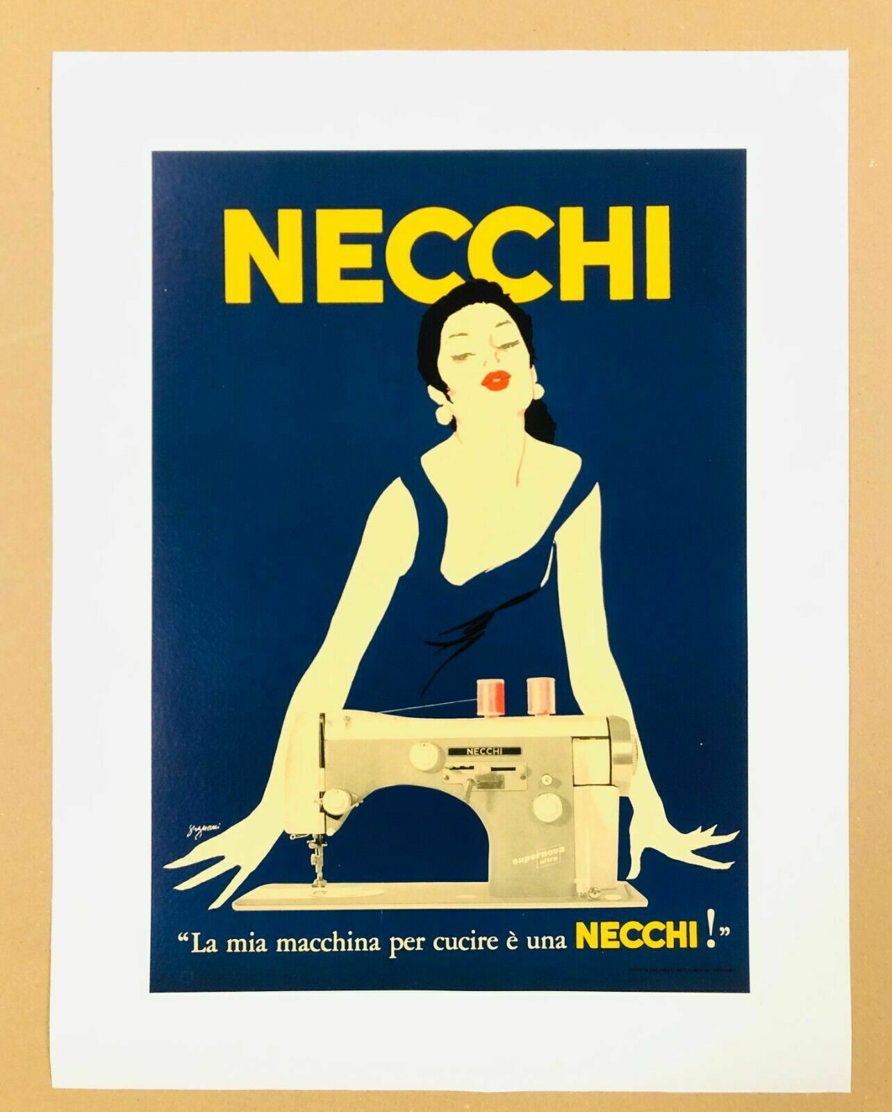 Jeanne Grignani, 80s   Necchi (Blu)   Original Affiche Linen Backed On Canvas photo Art