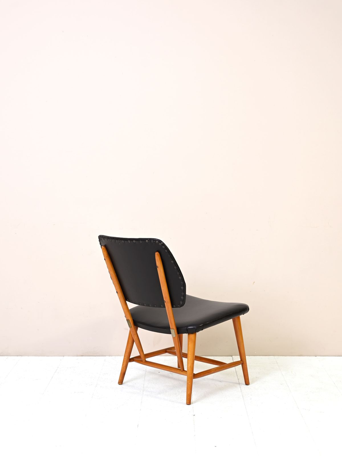 Scandinavian Vintage Chair In Black Leatherette photo for sale