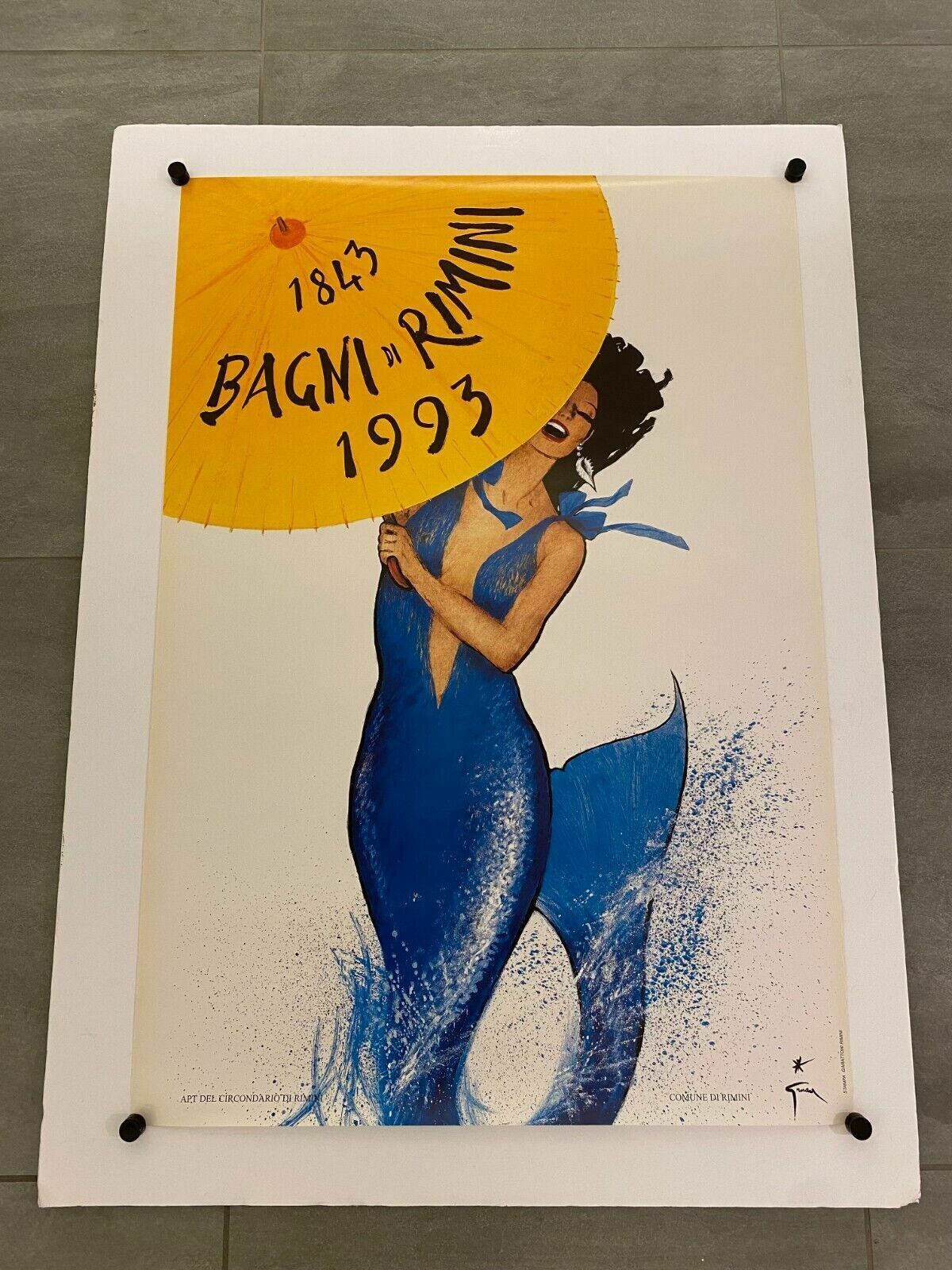 René Gruau, 1993   Rimini Bagni   Original Vintage Affiche C.A. Cm 98 X 69 photo Art