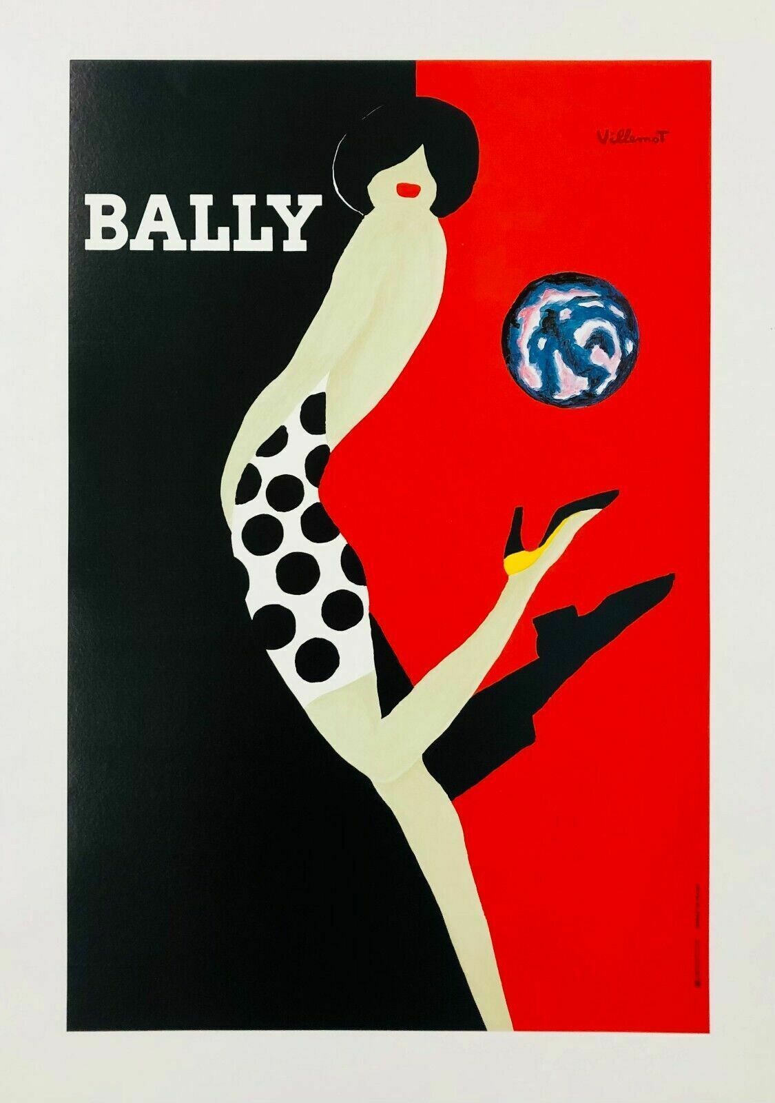 Bernard Villemot, C.A. 1980s   Bally Femme Au Ballon   Original Vintage Poster Linen Backed On Canvas Cm 60 X 40 photo furniture
