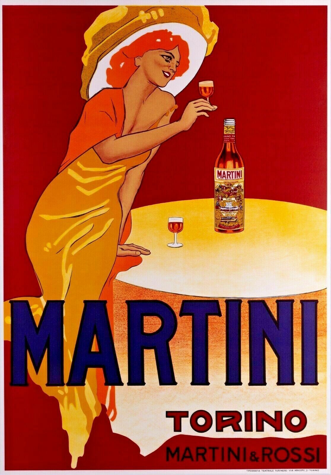 Marcello Dudovich, Ca 70s   Martini & Rossi Original Vintage Affiche Linen Backed On Canvas