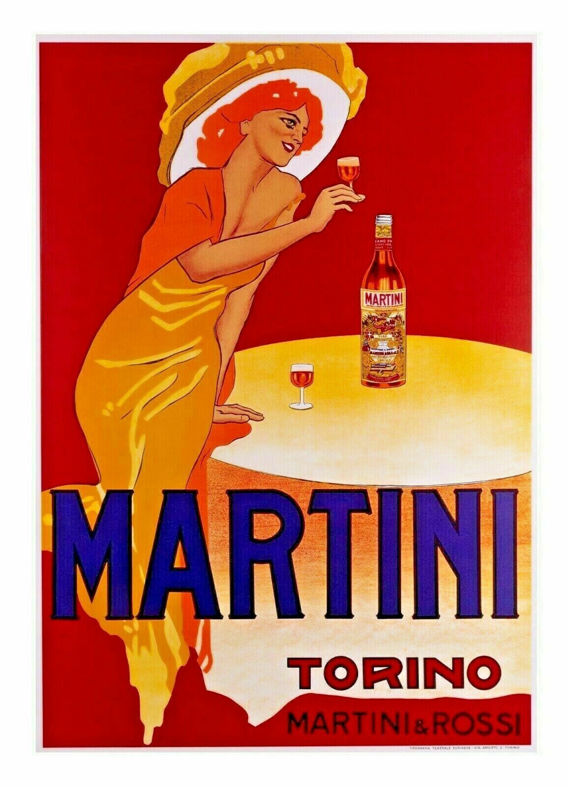 Marcello Dudovich, Ca 70s   Martini & Rossi Original Vintage Affiche Linen Backed On Canvas photo furniture