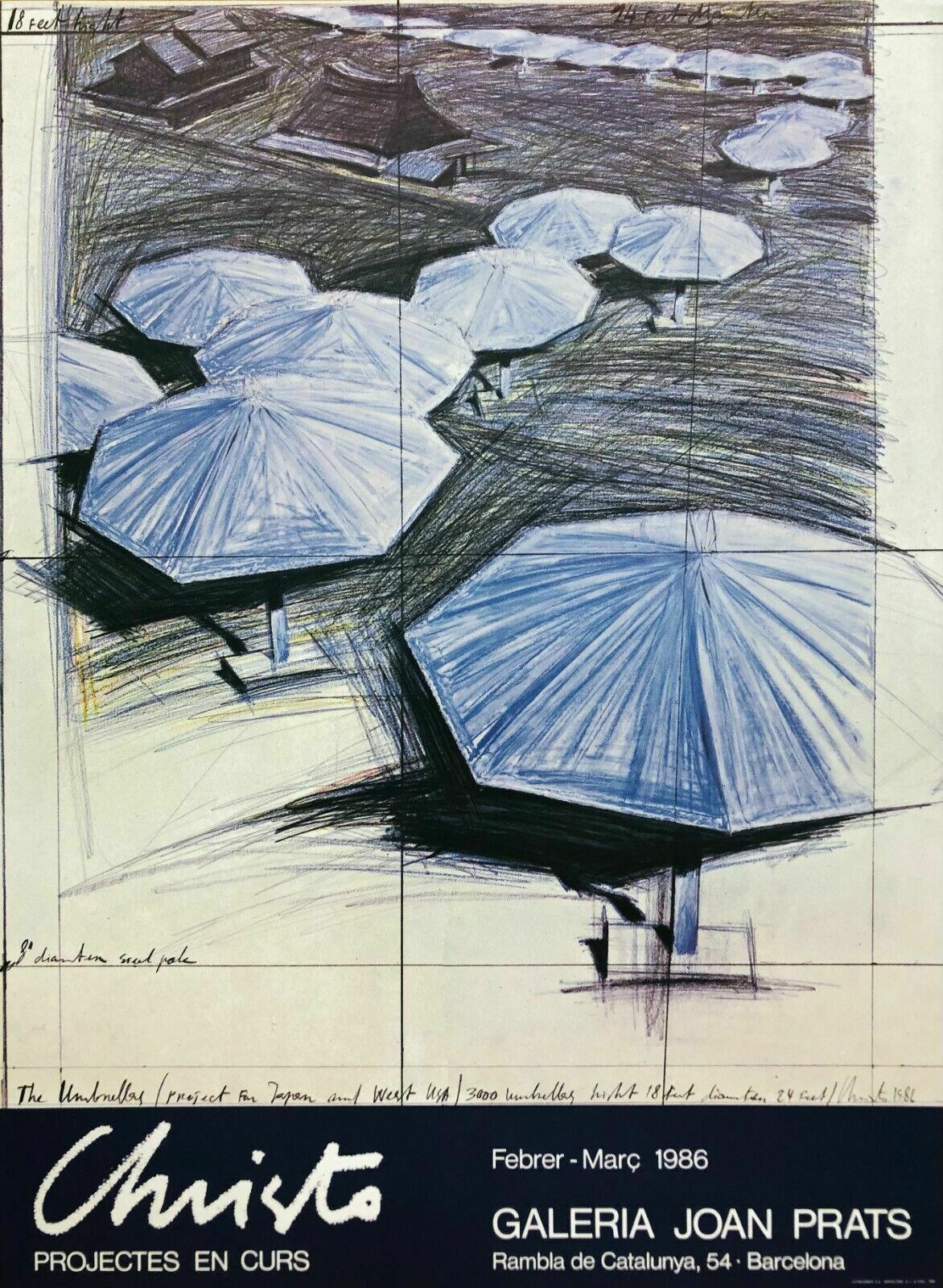 Christo, 1986   The Umbrellas   Exhibition Poster Printed In Offset Lithography