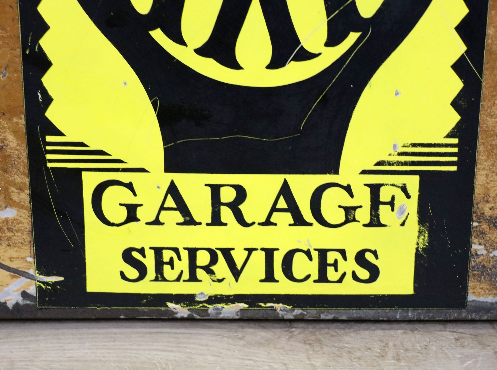 Furniture A  Lovely Antique Metal Trunk Later Hand Sign Written For The Automobile Association (Aa). photo