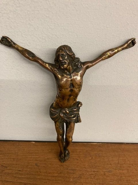 Ancient Christ Sculpture In Bronze From The 17th Century photo vinterior