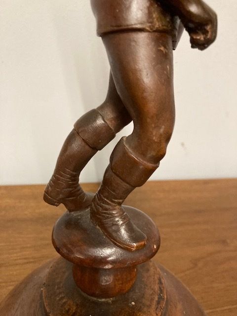 Ancient Sculpture In Walnut Depicting A Late 19th Century "Weightlifter", Italian School. photo Home Decor