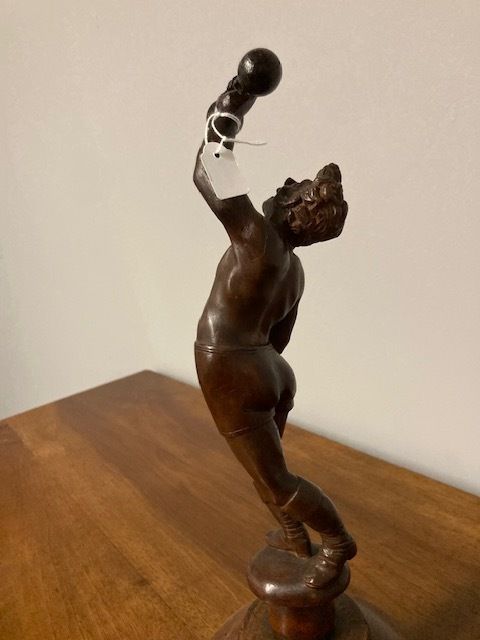 photo for sale Ancient Sculpture In Walnut Depicting A Late 19th Century "Weightlifter", Italian School.