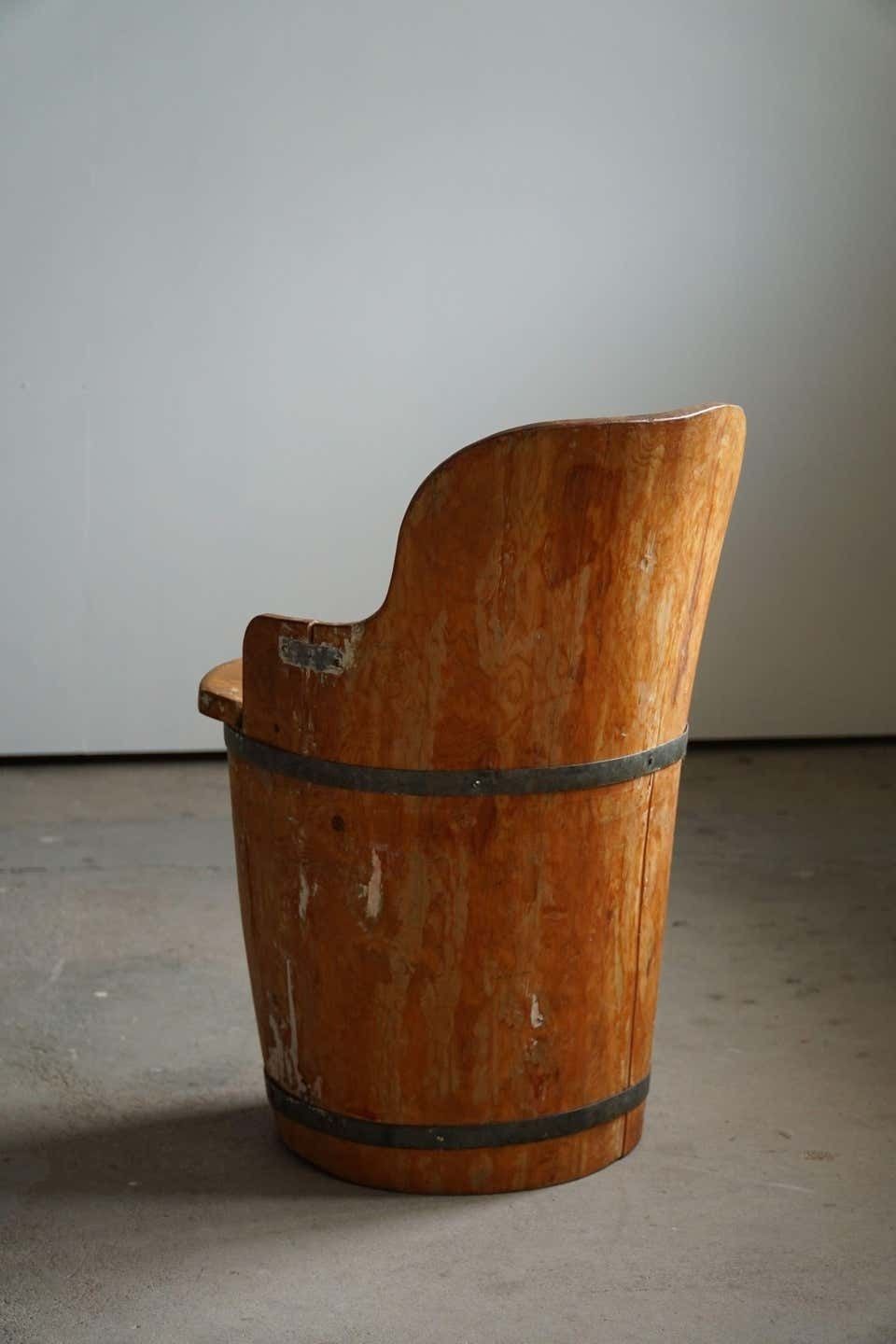 Mid 20th Century Wabi Sabi Stump Chair In Pine, By A Swedish Cabinetmaker, 1950s photo for sale