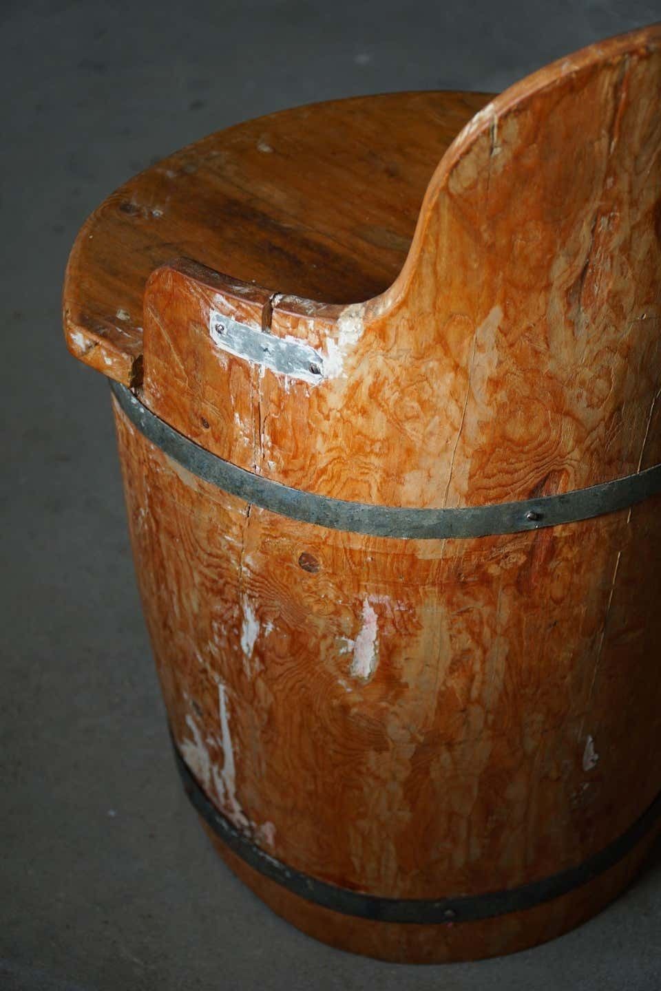Mid 20th Century Wabi Sabi Stump Chair In Pine, By A Swedish Cabinetmaker, 1950s photo vinterior