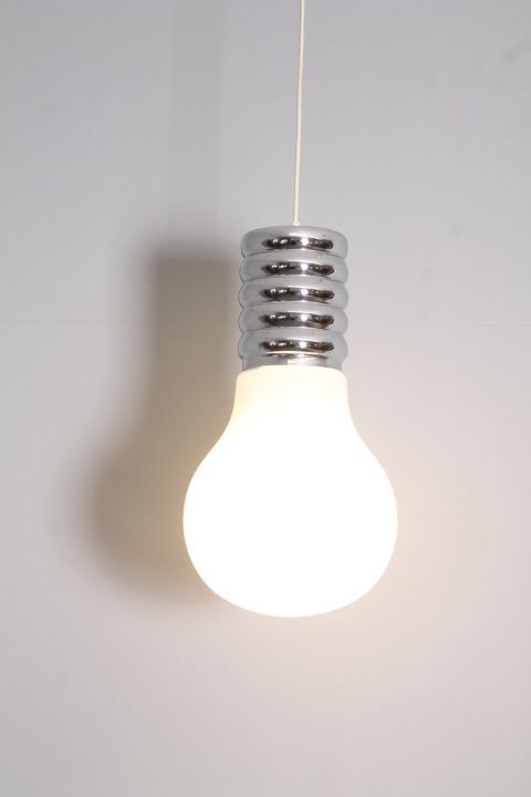 Chandelier From The 70s Maxi Bulb, In Vintage Modern Glass 50 Cm + Wire photo for sale