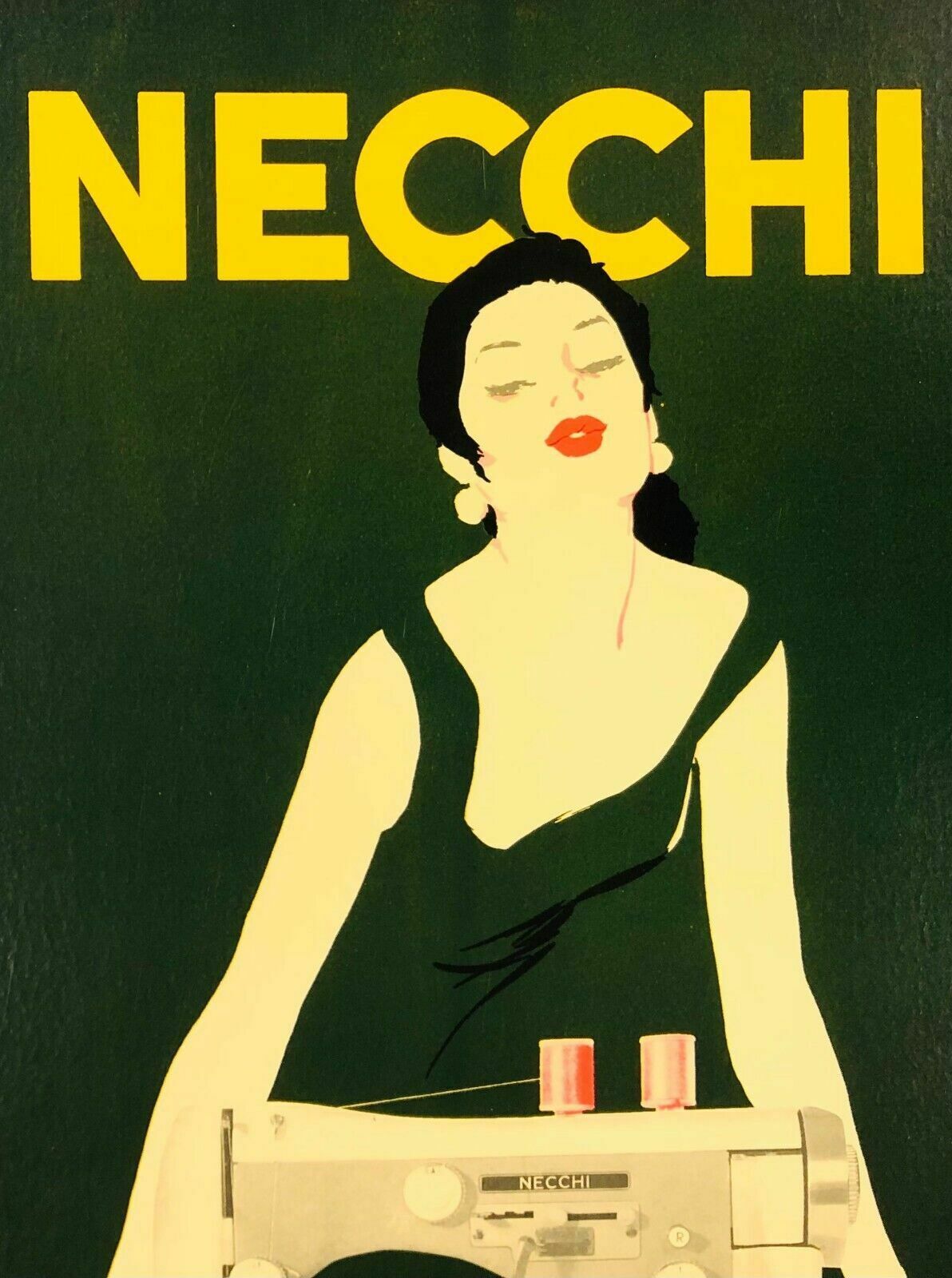 Jeanne Grignani, 80s Necchi (Green)  Original Affiche Linen Backed On Canvas photo buy