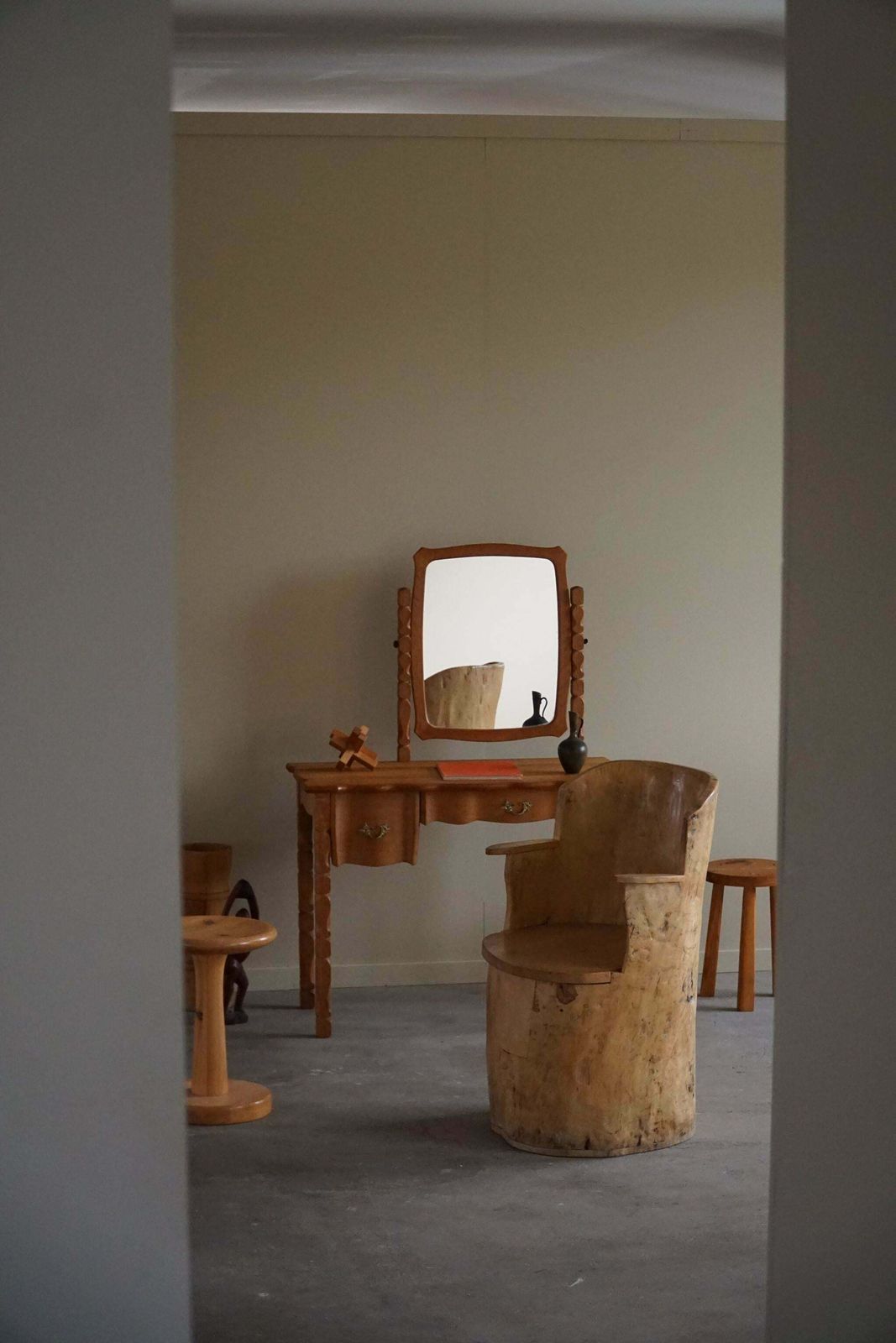 photo for sale Wabi Sabi Stump Chair In Solid Birch By A Swedish Cabinetmaker Modern 1950s