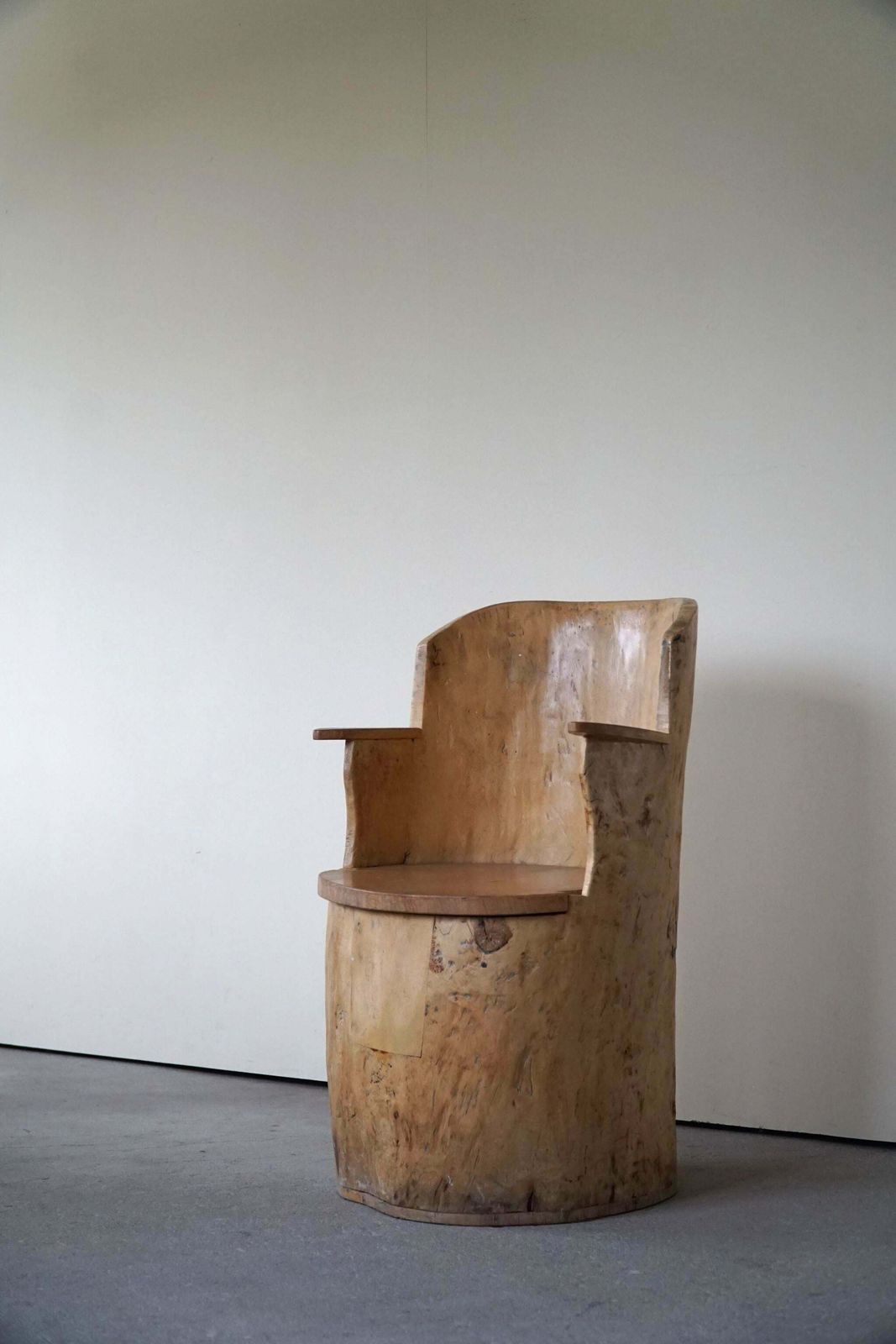 Furniture Wabi Sabi Stump Chair In Solid Birch By A Swedish Cabinetmaker Modern 1950s photo