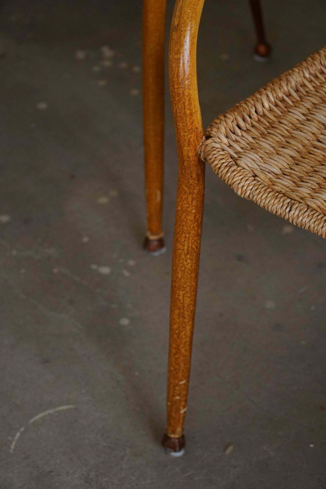 photo buy Set Of 4 Italian Vintage Armchairs In Wicker And Birch Mid Century Modern 1950