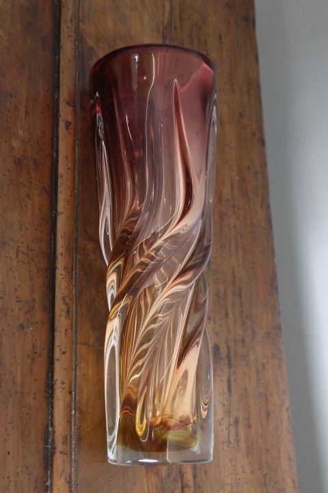 Seguso Murano Glass Vase From The 70s, Two Tone Modern Design. Perfect Condition photo vinterior