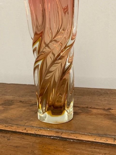 photo furniture Seguso Murano Glass Vase From The 70s, Two Tone Modern Design. Perfect Condition