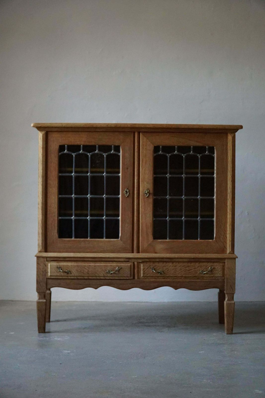 20th Mid Century Cabinet In Solid Oak With Glass Front By Danish Cabinetmaker photo for sale