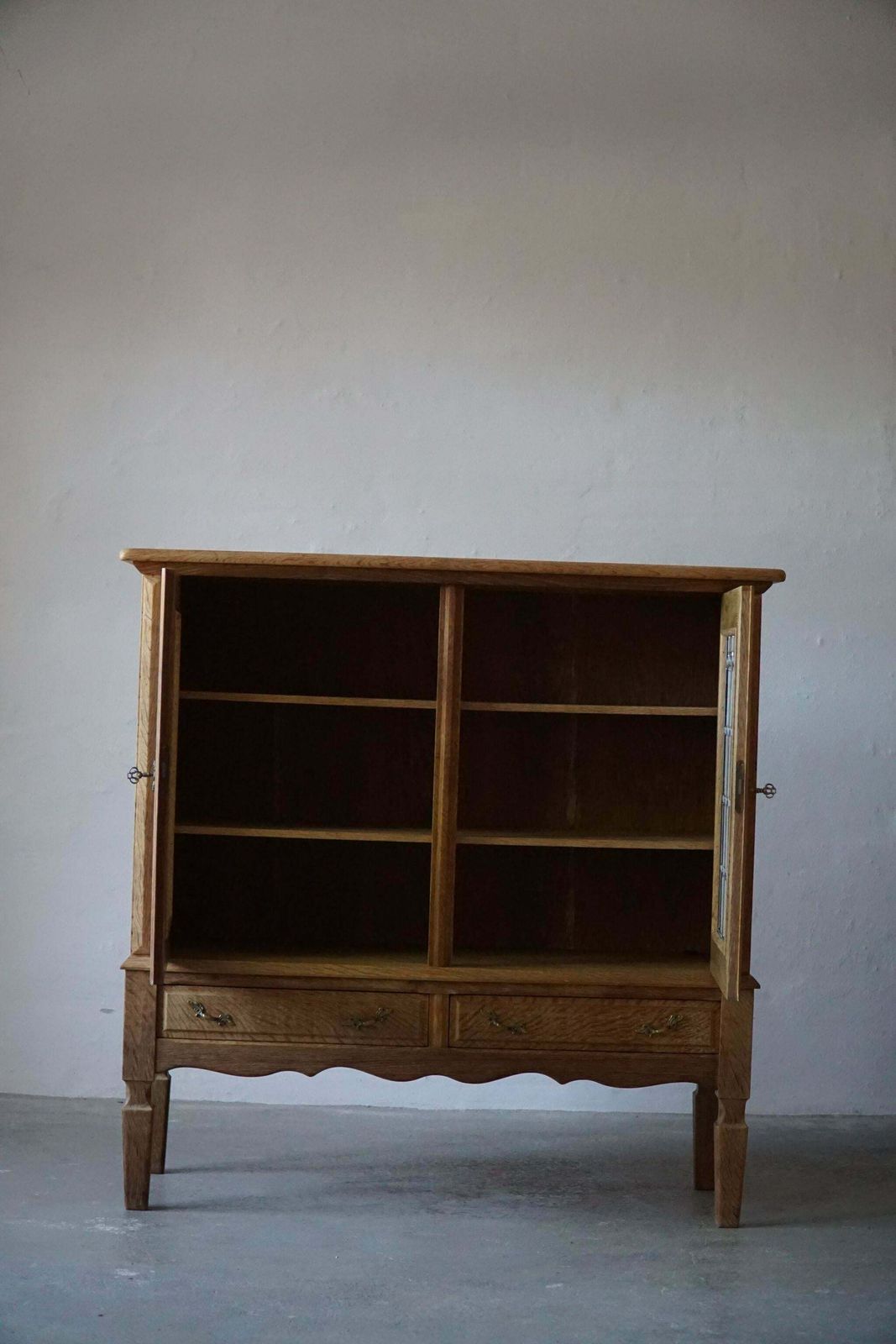 20th Mid Century Cabinet In Solid Oak With Glass Front By Danish Cabinetmaker photo vinterior