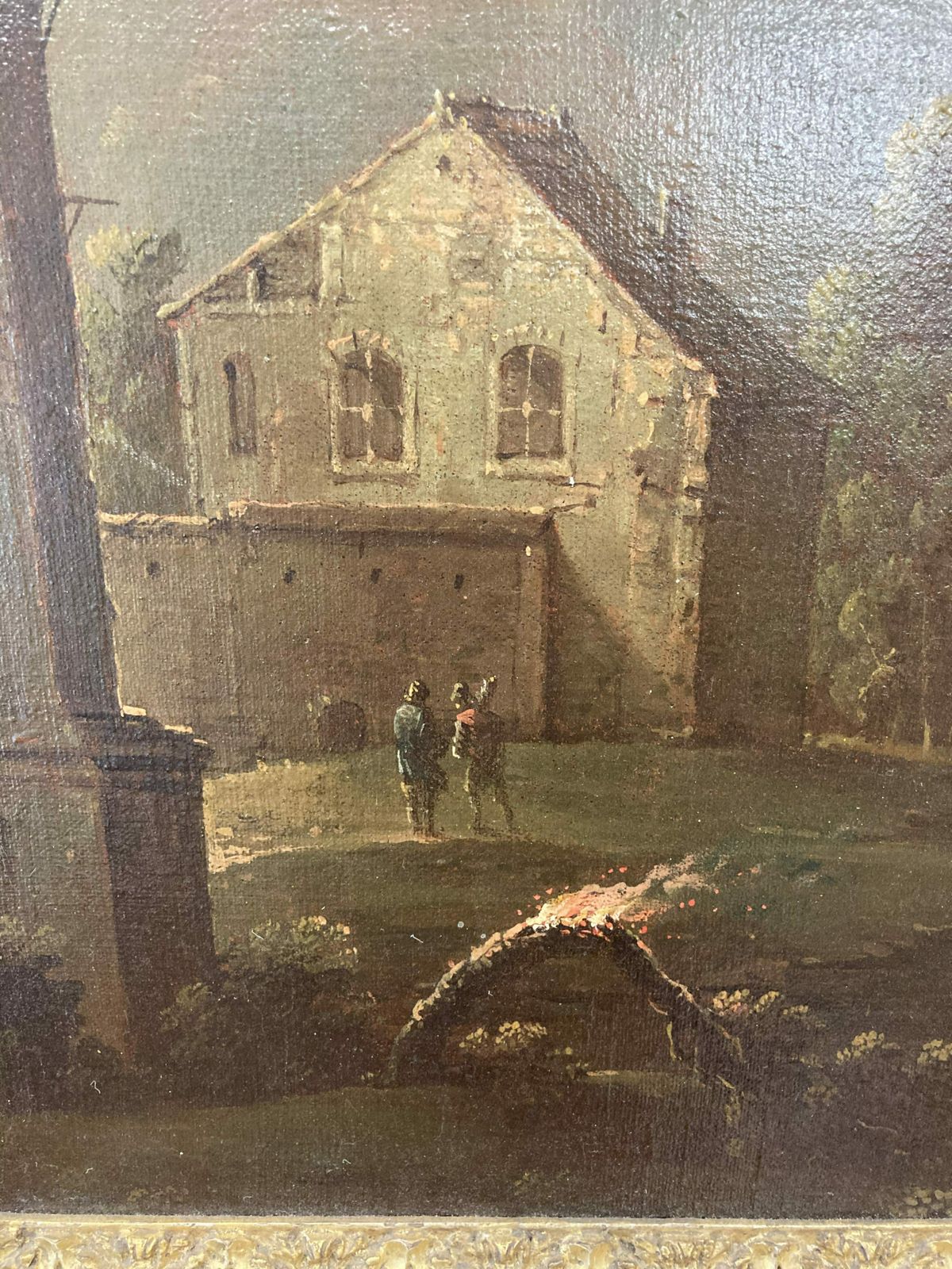 Important Flemish Oil Painting On Canvas From The 1750s !! With Storm And Fire. photo Art
